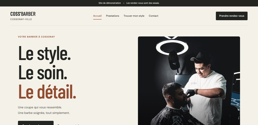 Aperçu du site de Coss'Barber, barbier à Cossonay